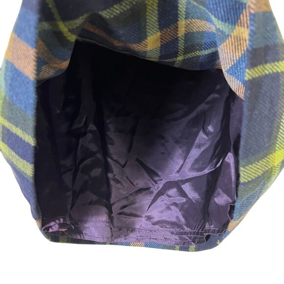 Maurices Plaid Wool Mini Skirt Womens 6 Blue Green Vintage Preppy Dark Academia - Picture 4 of 6